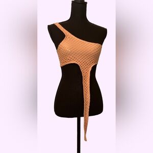 RXCH / DOLLS KILL Mesh Bralette One shoulder tank top
